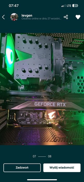 Komputer gamingowy  Rtx3070 Ryzen 7 SSD Win 10 Nvidia