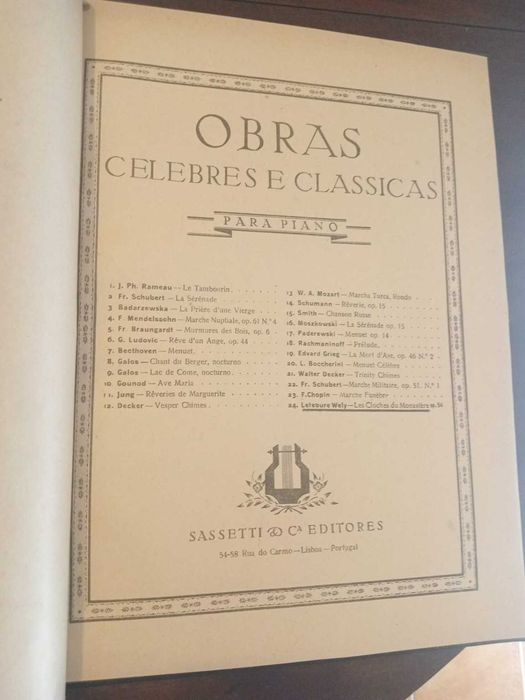 Álbum Antigo de Partituras Piano – Beethoven, Puccini, Diabelli, Toselli – c.1900