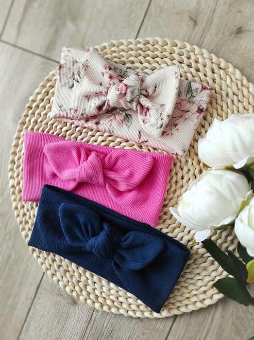 Rezerwacja zestaw wiosennych opasek kokarda pin up prążek 49-52cm