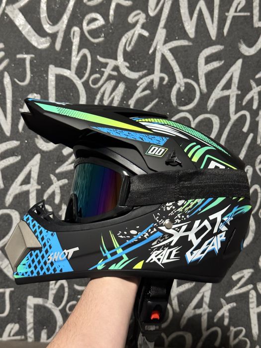 Мотошолом кросовий, шлем, шолом + ОКУЛЯРИ