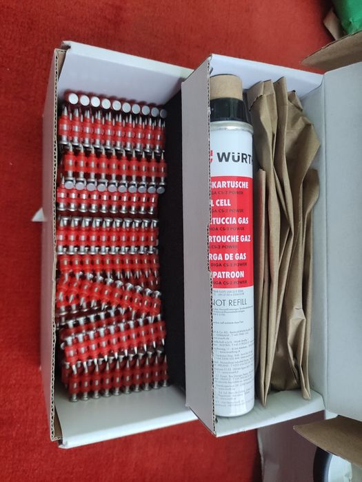 Стрічкові цвяхи та газовий балончик Wurth