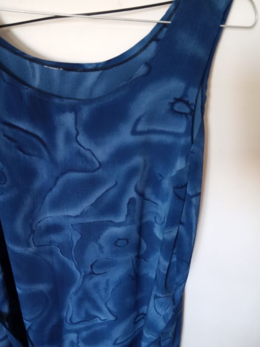 Vestido azul manga cava verão comprido tamanho L