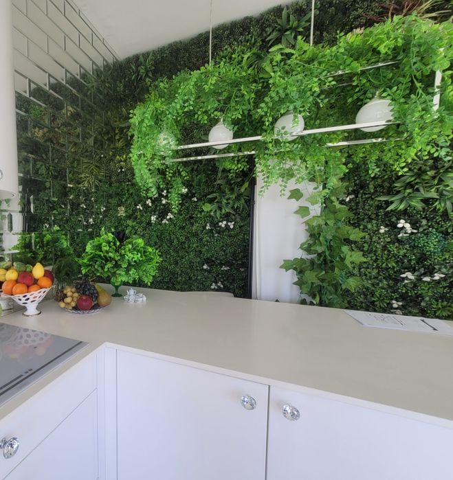 Panel kwiaty trawa ogrodowy ścianka ozdobna 250 cm na 240 cm duży  tan