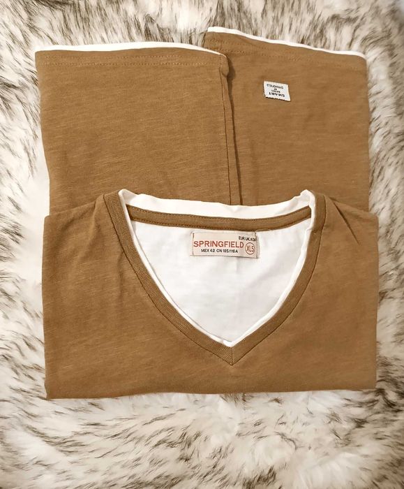 T´Shirt c/ duplo tecido saliente a branco Springfield - Tam XL 5 -Nova