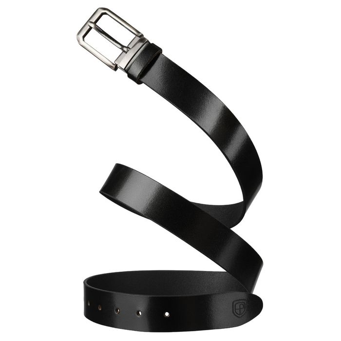 elegancki pasek męski ze skóry naturalnej w czarnym