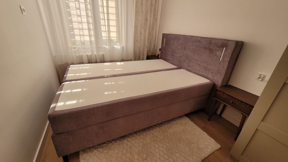 Nowe łóżko tapicerowane (LED+USB) z materacem  140 x 200 cm
