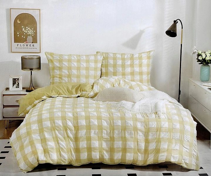 Pościel 200x220/3cz Bawełniana Kora Klasyczna Kratka Komplet Arturo