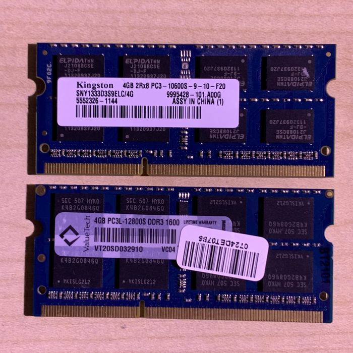2x 4GB RAM DDR3 do laptopa Kingston + ValueTech 1333/1600 MHz