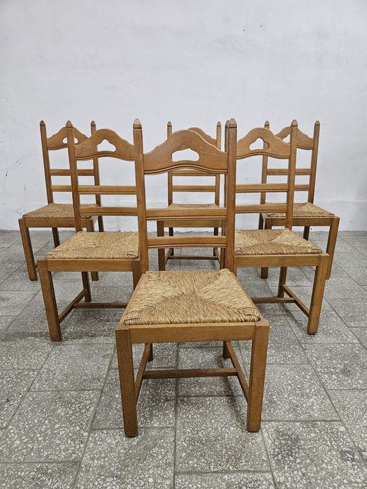 Rustykalny stół dębowy oraz 6 krzeseł /