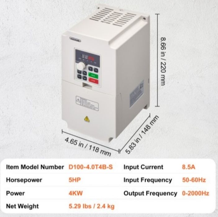 Inversor de Frequência VEVOR 4kW 8.5A