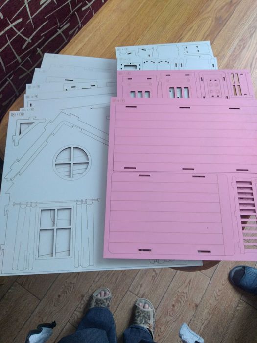 Будиночок ЛОЛ рожевий з меблями 46см ХДФ біло-рожевий