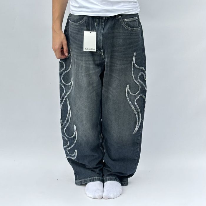 Широкі Джинси Bershka Baggy з нашивкою Бершка Беггі Скейтер Skater