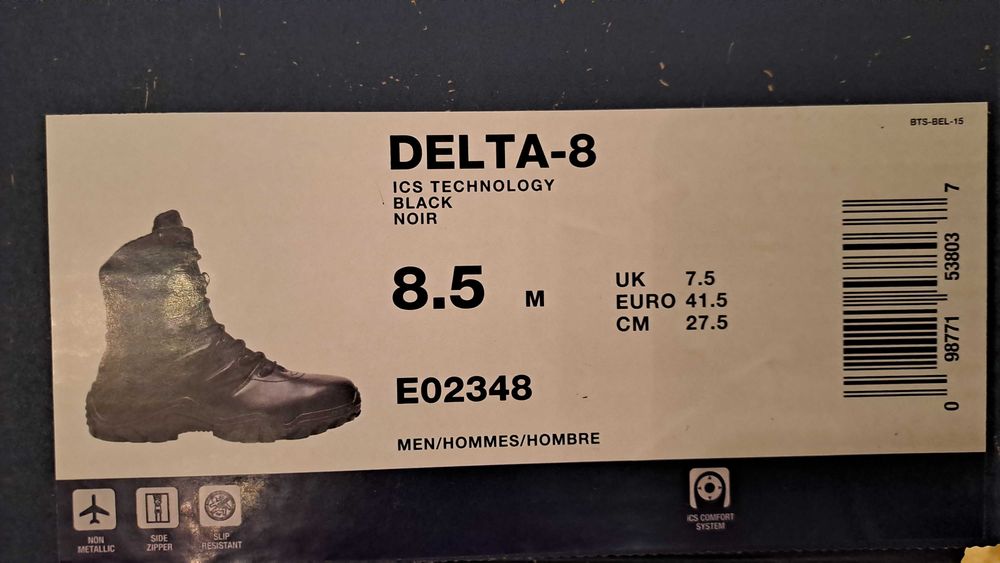 Buty Bates Delta-8 Side Zip Bates Czarne 2348, R. 41,5, NOWE