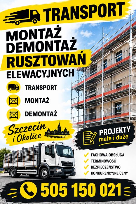 Wynajem rusztowań elewacyjnych --Stargard Szczecin Okolice
