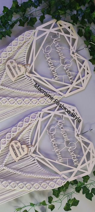 Makrama serce spersonalizowane imie data ślubu