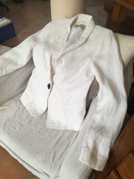Blazer casaco linho branco Zara