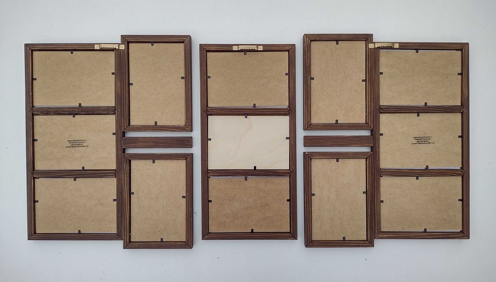 Drewniana Multirama Ramka na 12 zdjęć 10x15 cm Galeria ścienna ORZECH