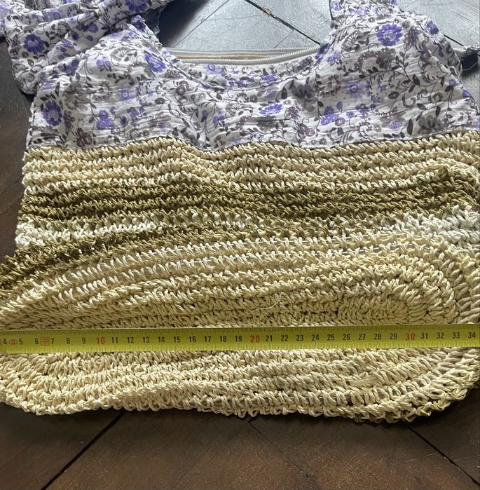 Torba -plażowa na ramię pleciona na zamek z kokardą własnej roboty.