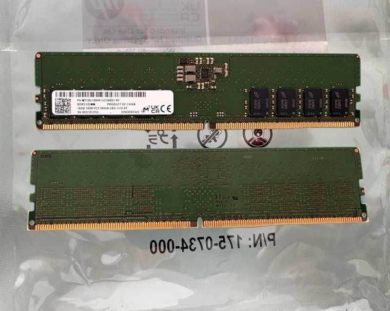 Memória RAM DDR5 Micron 32GB ( 2x16GB ) UDimm PC5-5600B de 5600MHz.