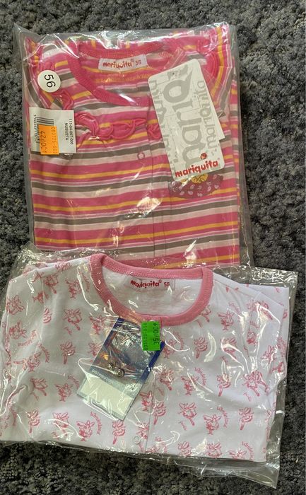 Pajacyk śpioszek 56 cmkomplet 2 sztuki nowy dziewczęcy rozpinany