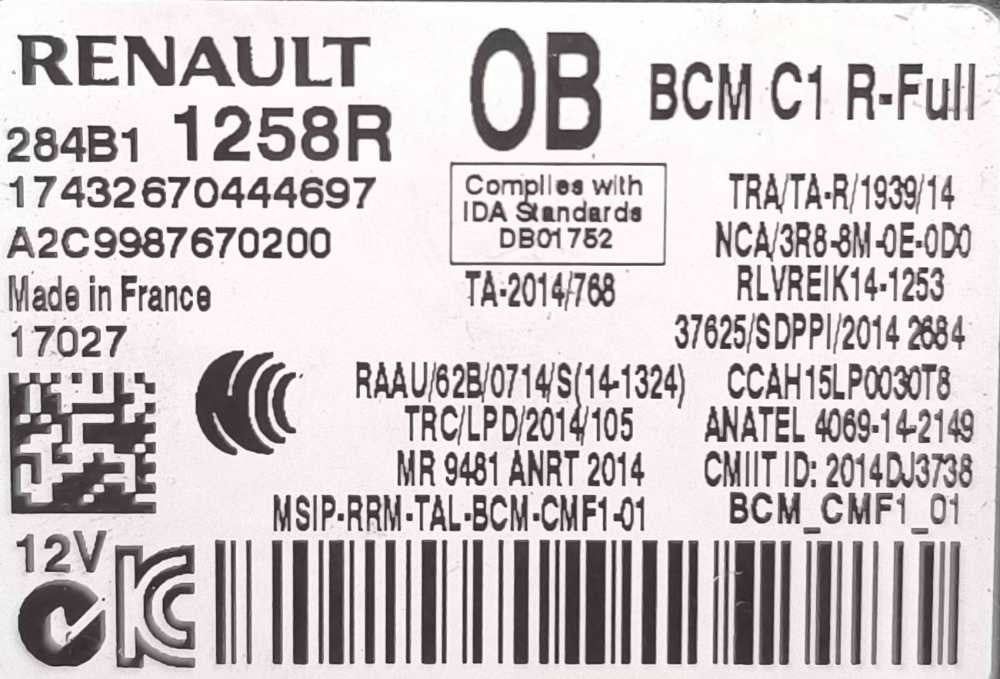 Módulo Eletrónico 284B11258R - RENAULT MEGANE IV Sport Tourer