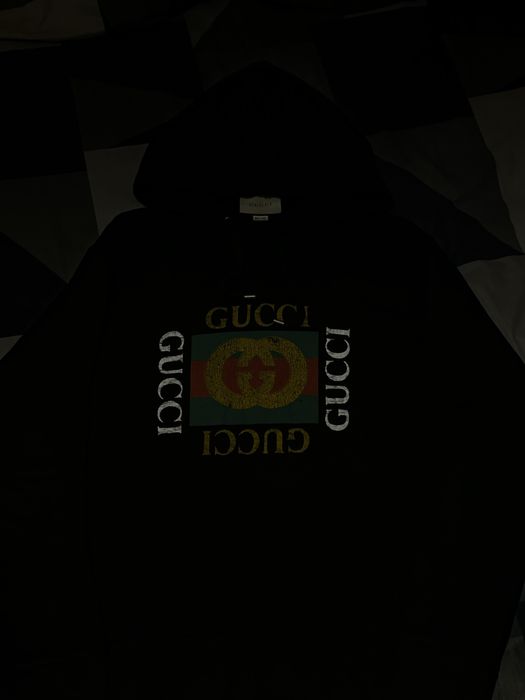 Gucci Hoodie Distressed Logo