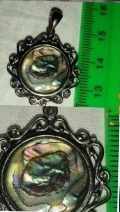 Серебряные серьги 925°, Кулоны с галиотисом, голубым камнем и цепочка,