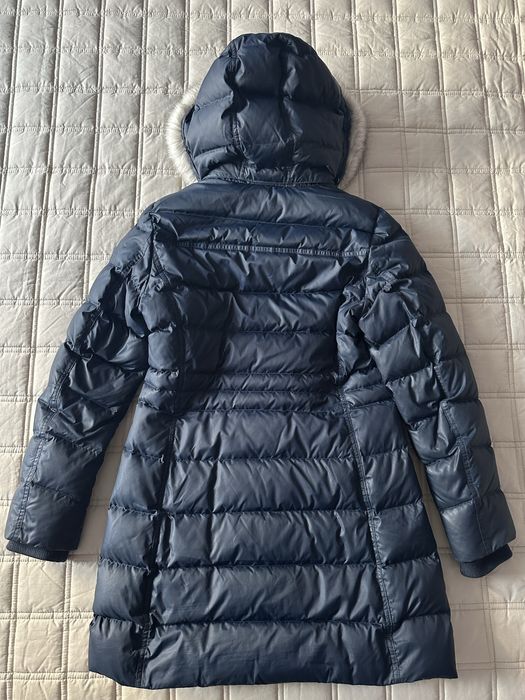 granatowy puchowy pikowany płaszcz kurtka z kapturem Tommy Hilfiger