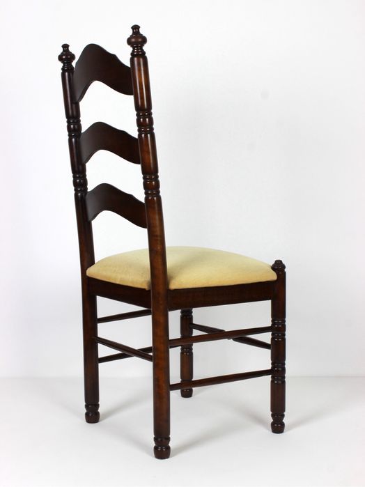 Drewniane krzesła z materialowym obiciem, lata 70.