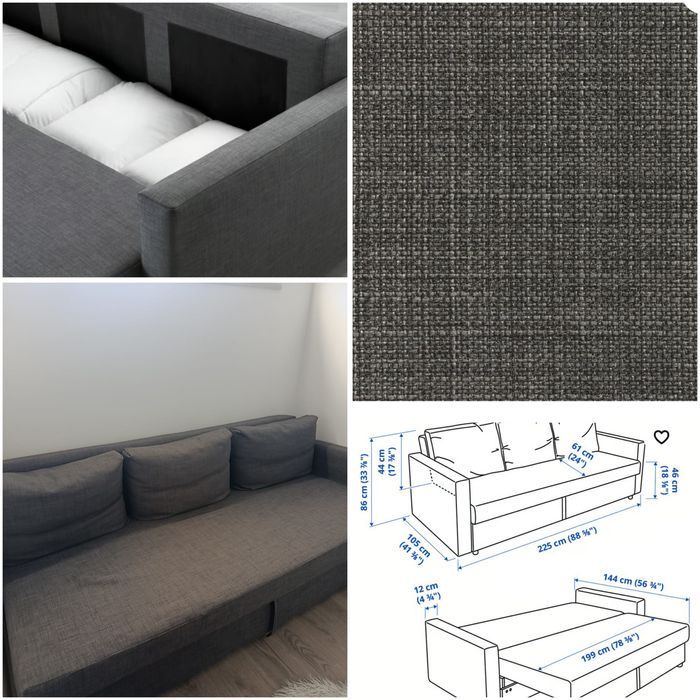 Sofa cama 3 lugares IKEA Friheten (cinzento escuro)