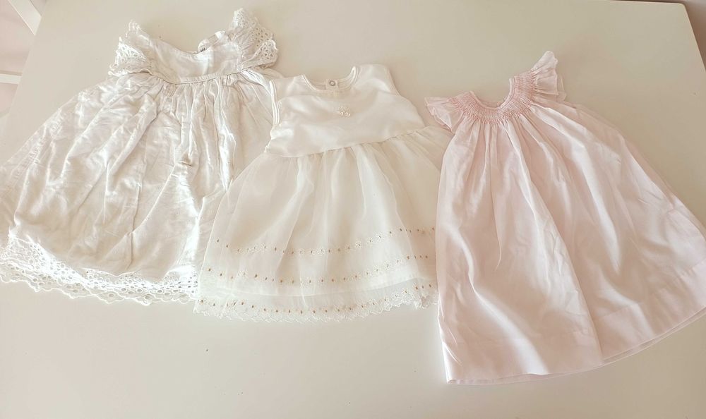 68cm 92cm 0-3-6mies zestaw sukienki biała białe sukienka na chrzest