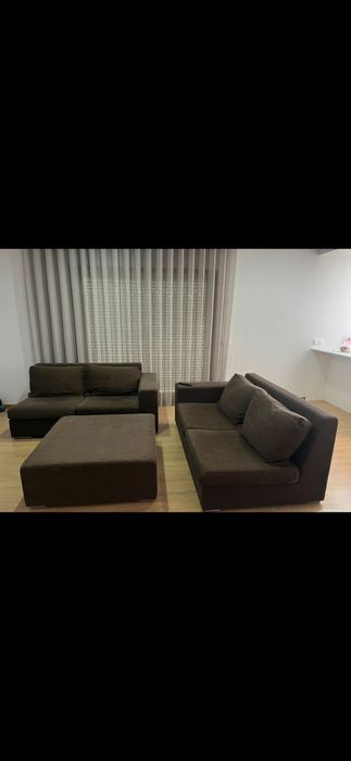 Conjunto sofas castanho
