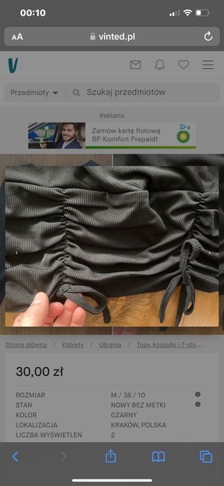 crop top długi rękaw 38/M