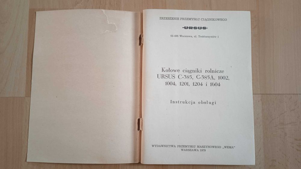 Instrukcja obsługi ciągnik Ursus C385 C385A 1002 1004 1201 1204 1604 oryginał