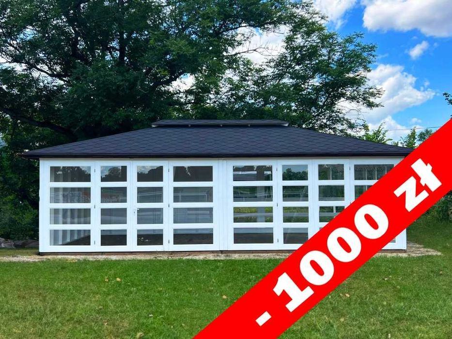 Zimowy ogród, altana przeszklona, domek, altana drewniana, P14 8x4