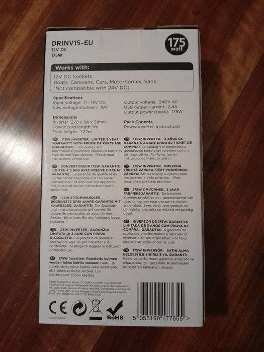 Duracell 12V Inverter – 175 W64740903318145122