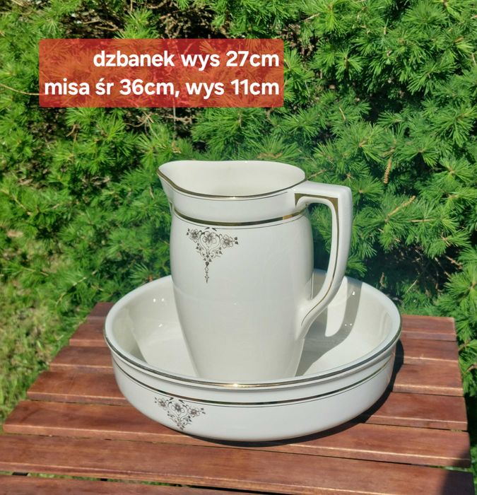 Zestaw łazienkowy Boch, duży dzbanek i miska, art deko