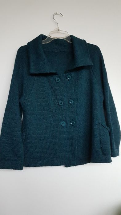 Sweter M, wełna . Morsko/zielony