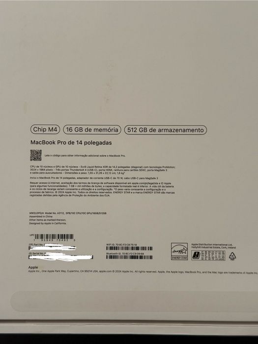 MacBook Pro 14" M4 16GB 512GB SSD