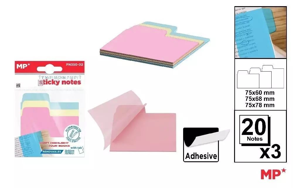 Karteczki Samoprzylepne Indeksujące 3X20Szt. Nowy Produkt