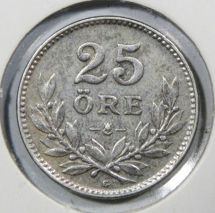 SUÉCIA - Moedas em Prata/Bilhão. . 25 ÖRE – Gustaf V / 1940