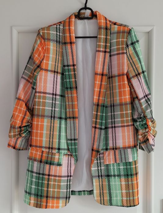 New Collection kolorowa marynarka w kratkę S