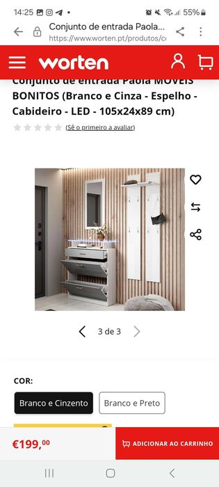 Conjunto entrada sapateira + espelho + cabide