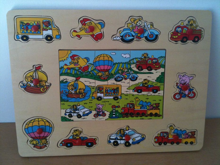 Puzzle em Madeira com Pegas - 30x40 cm
