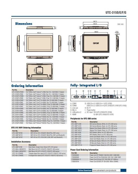 Advantech UTC-315EP-ATW0E Profissional