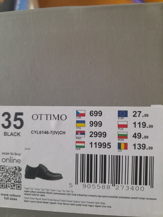 Buty eleganckie komunijne ottimo 35