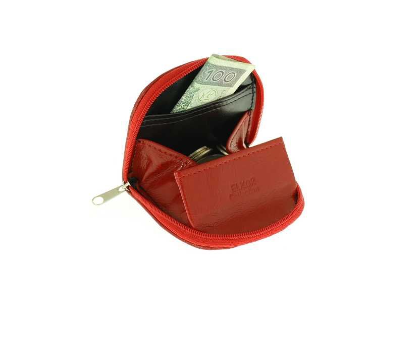 Podkówka PORTMONETKA skóra naturalna wiśniowy kolory PL