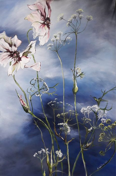 Obraz kwiaty akryl 80x120