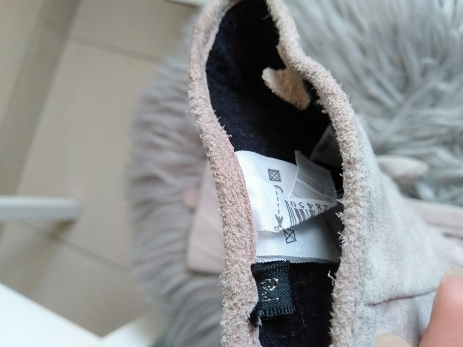 Rękawiczki skórzane, różowe z kokardką, Reserved, r.M