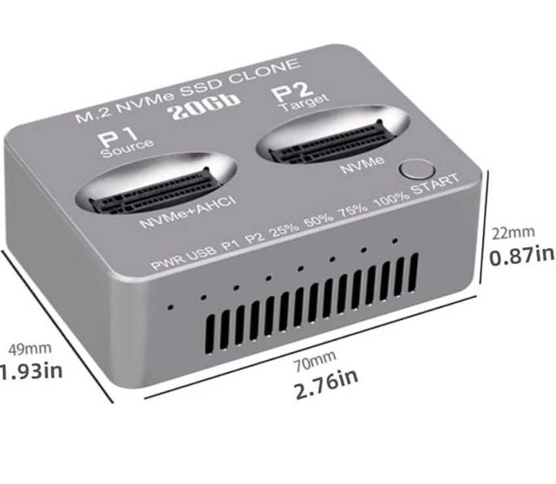 NVMe SSD Cloner, M.2 Duplicator Dual Bay NVMe Enclosure Gen2X2 20Gbps